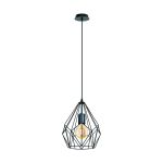 Eglo Pendelleuchte Carlton Stahl Schwarz | IP20 - Geeignet für 1x E27 